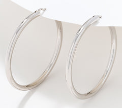 Silver Style Sterling Silver Comfort Closure Hoop Earrings, 2"