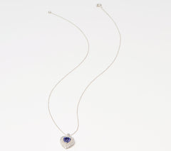 Affinity Gems Sterling Silver Tanzanite & Diamond Halo Heart Necklace, 18"