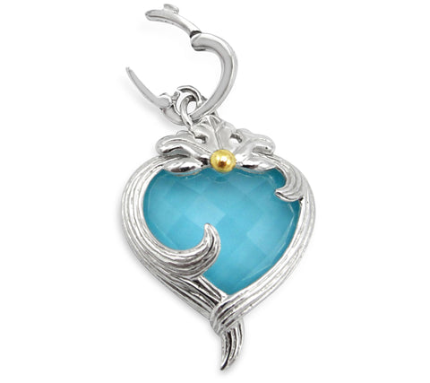 Ariva Sterling Silver Turquoise Heart Pendant,  1-7/8"