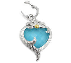 Ariva Sterling Silver Turquoise Heart Pendant,  1-7/8"