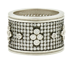 FREIDA ROTHMAN Sterling Silver Pave Cigar Band Ring, Size 6