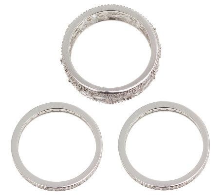 Epiphany Platinum Clad Diamonique Lace Design 3-pc. Ring Set, Size 8