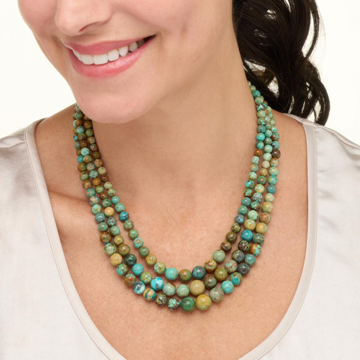 Jay King 3-Strand Multicolor Turquoise Bead Necklace 18"