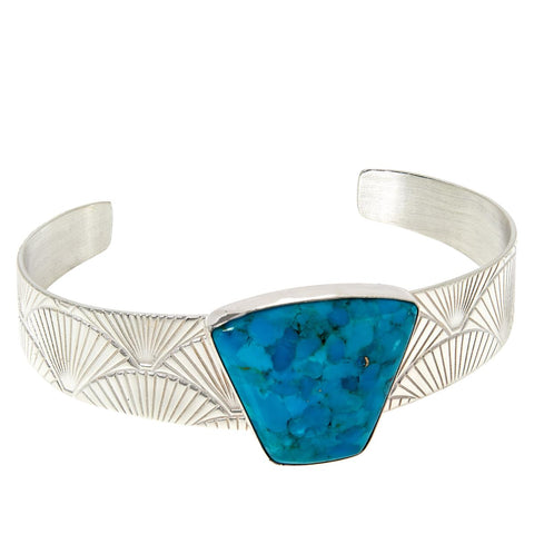 Jay King Sterling Silver Compressed Blue Turquoise Cuff Bracelet 6-3/4"