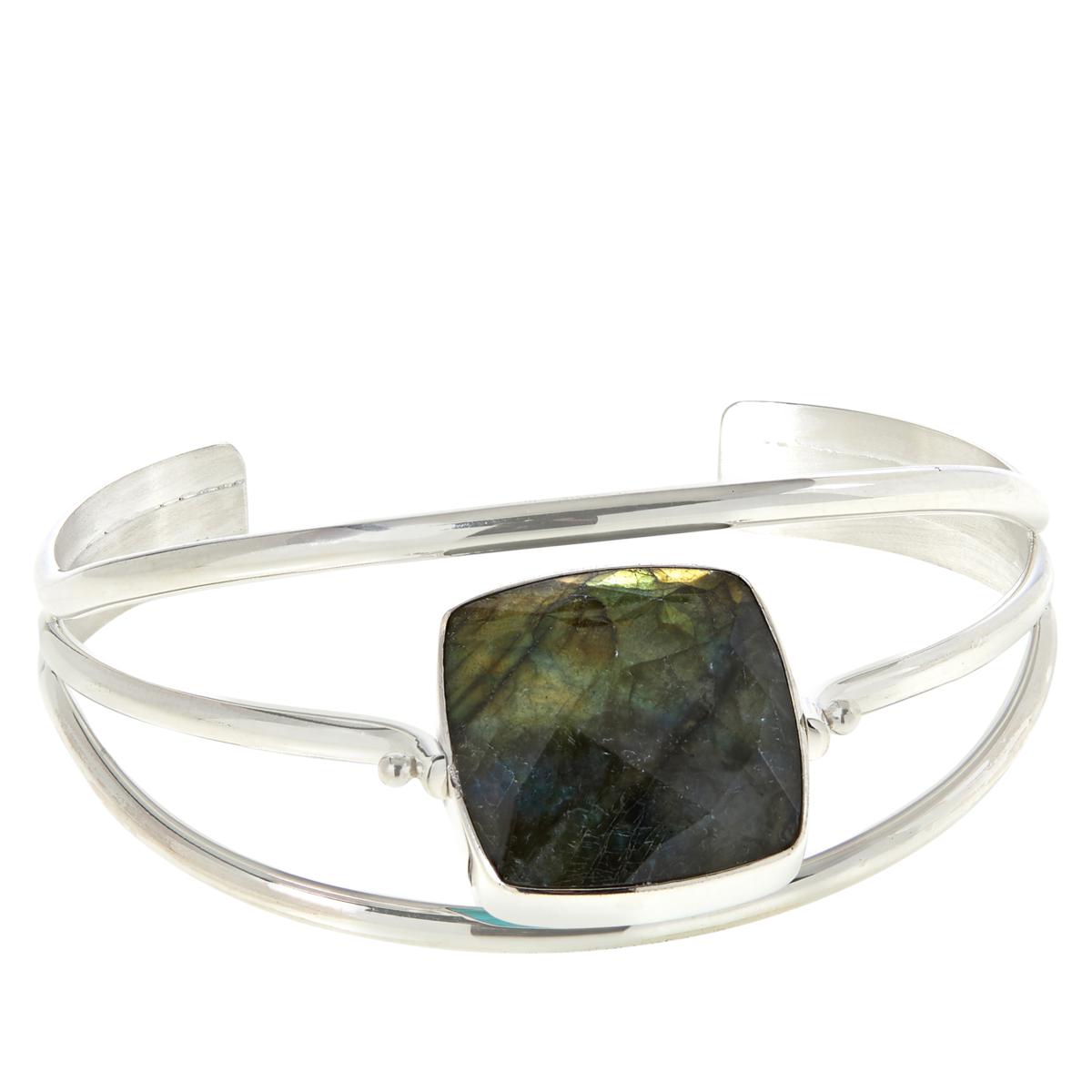 Jay King Sterling Silver Labradorite & Turquoise Reversible Flip Cuff 6-3/4"