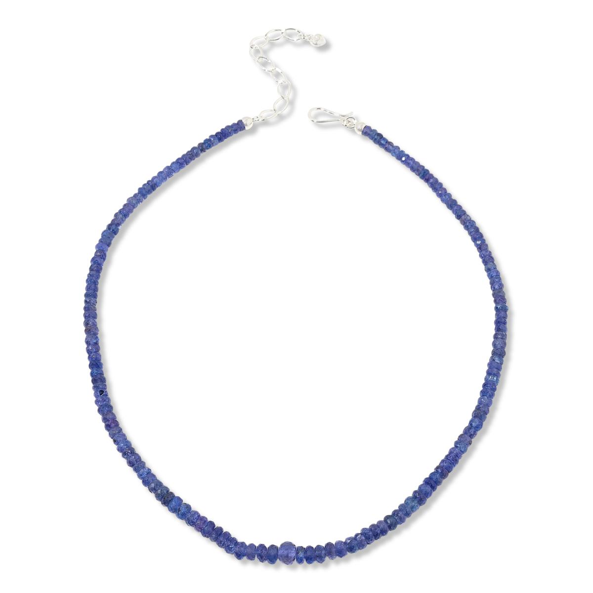 Jay King Sterling Silver Tanzanite Beaded Adjustable Graduated Necklace 19"