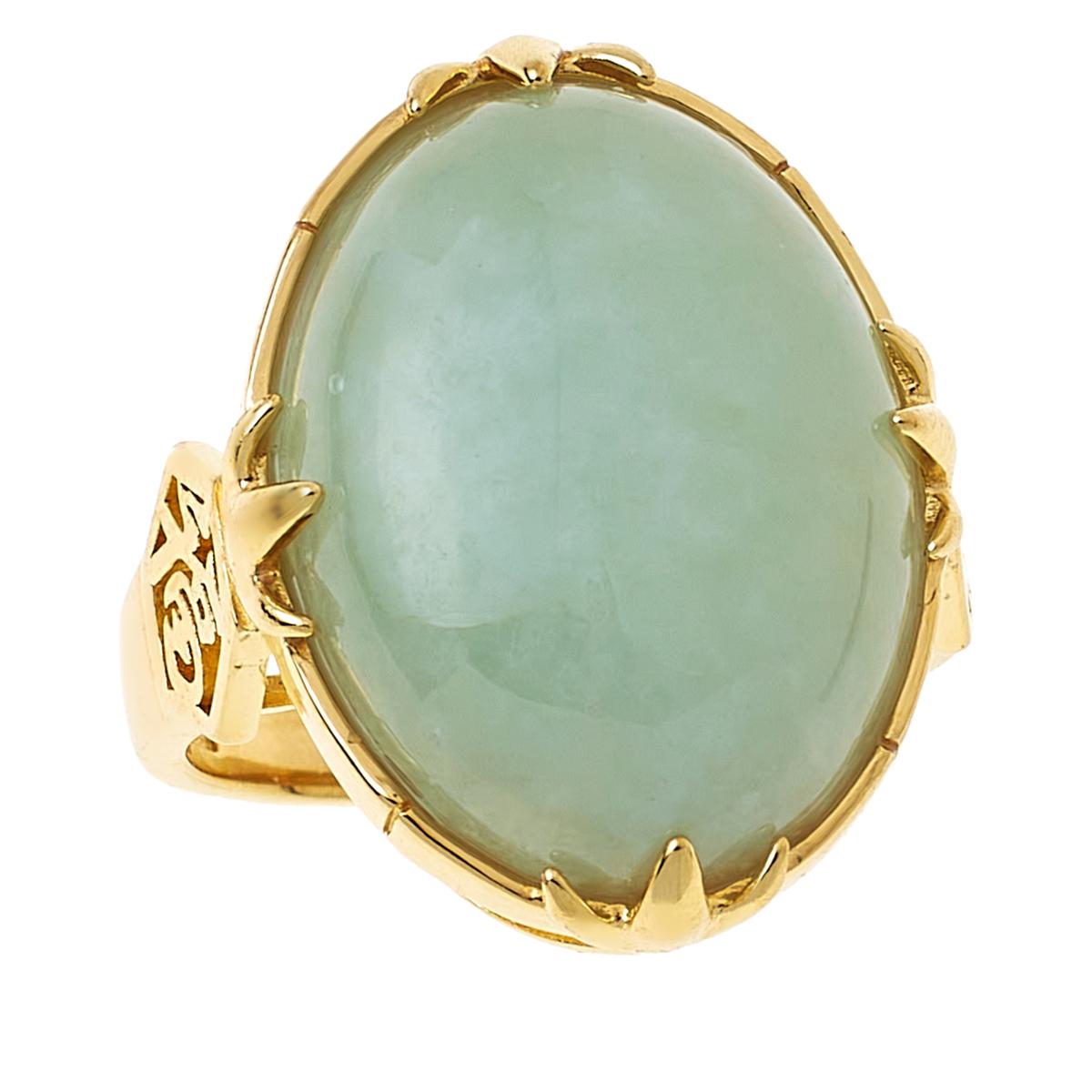 Jade of Yesteryear Light Green Jade & Cz Sterling Silver Dome Ring, Size 8