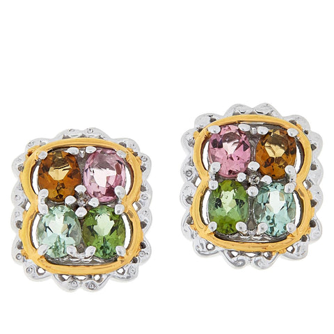 Gems by Michael Sterling Silver Multicolor Tourmaline Stud Earrings