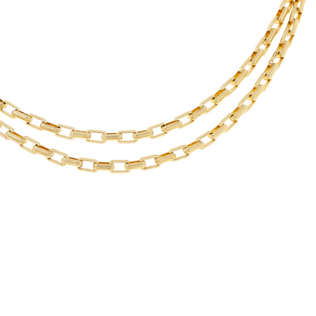 Bellezza 18" Bronze Elongated Box Chain DoubleRow Necklace