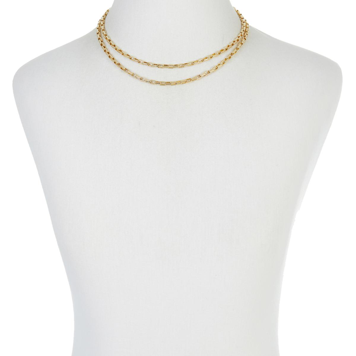 Bellezza 18" Bronze Elongated Box Chain DoubleRow Necklace