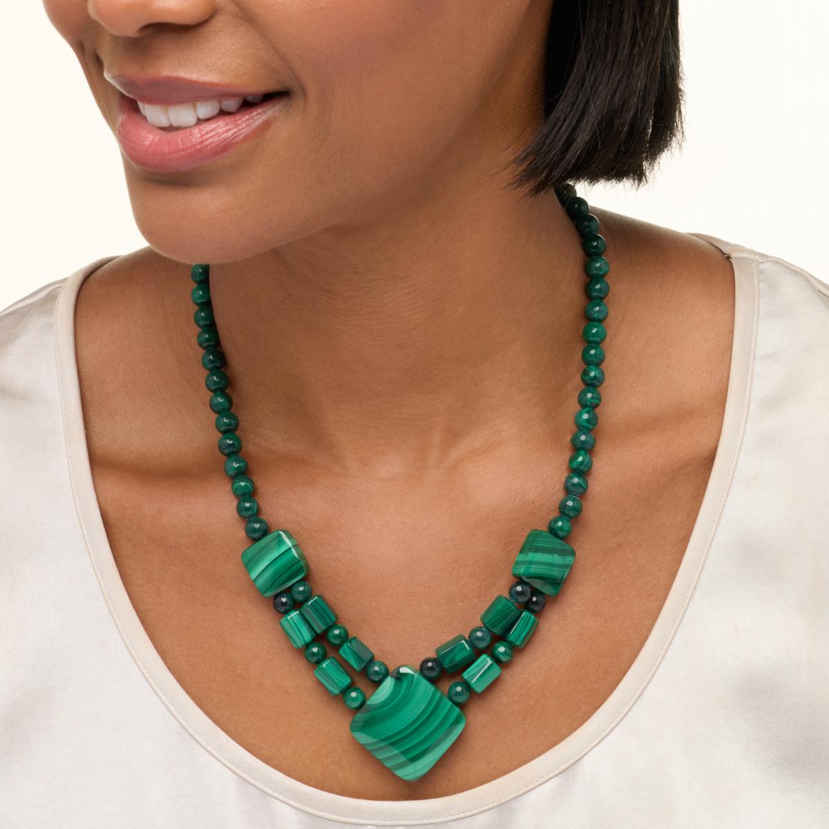 Jay King Sterling Silver Malachite 18" Necklace