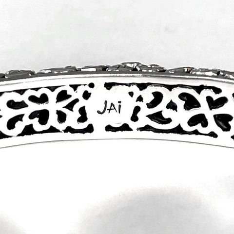 JAI Sterling Silver Floral Textured Bangle Cuff, 6-1/4"