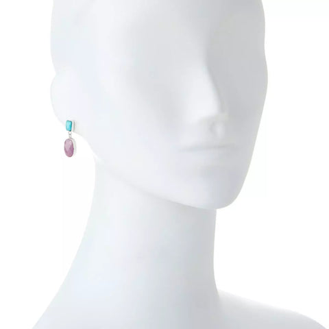 Jay King Sterling Silver Kunzite & Cloudy Mountain Turquoise Drop Earrings