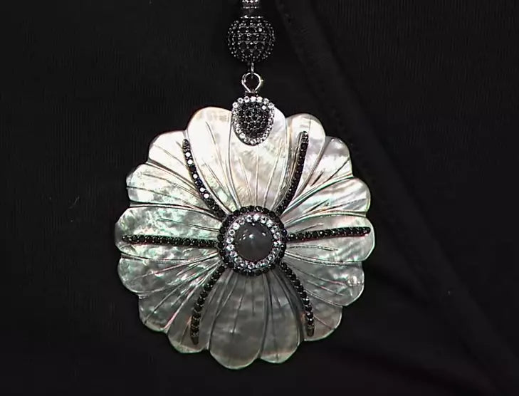 Colleen Lopez Sterling Silver Mother-of-pearl and Gemstone Flower Necklace. 32"