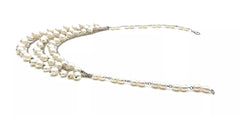 HSN Sterling Silver Fresh Pearl 3-Row Necklace. 16"