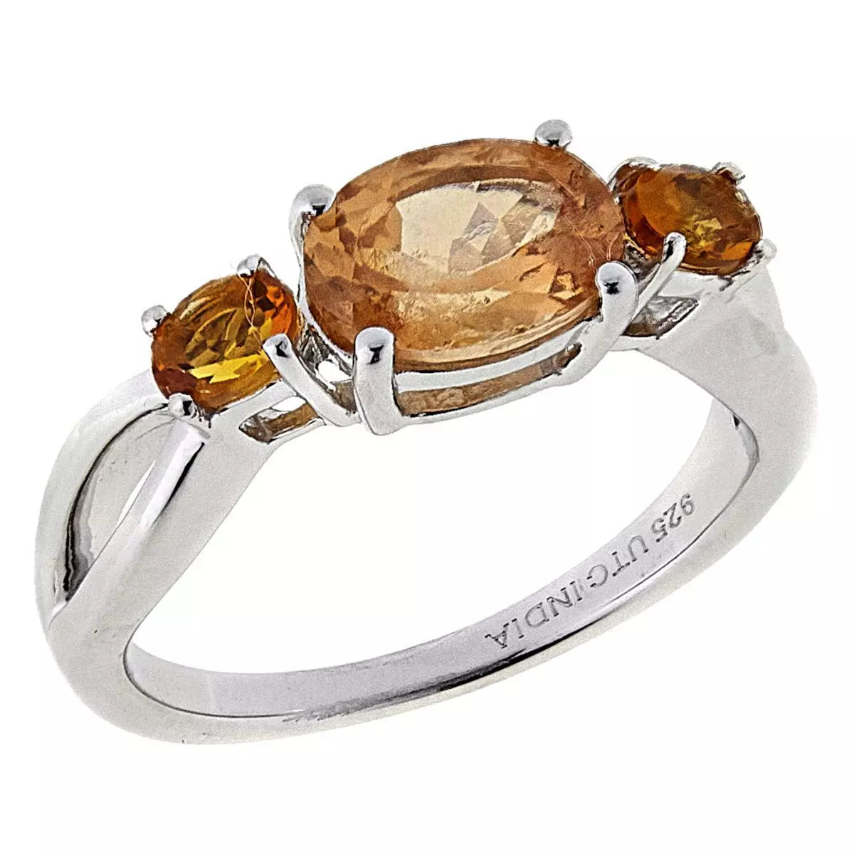 Paul Deasy Sterling Silver Gems 3-Stone Oval Hessonite Ring, Size 6