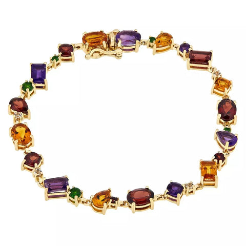 Paul Deasy Sterling Silver Goldclad Amethyst, Citrine & Garnet Bracelet, 6-3/4"