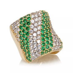 Victoria Wieck Absolute Vermeil Pave Simulated Emerald Ring, Size 7