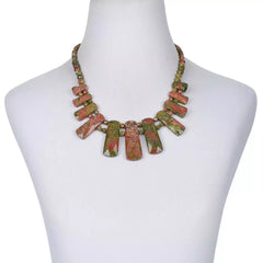 Jay King Sterling Silver Unakite Statement Necklace. 18"