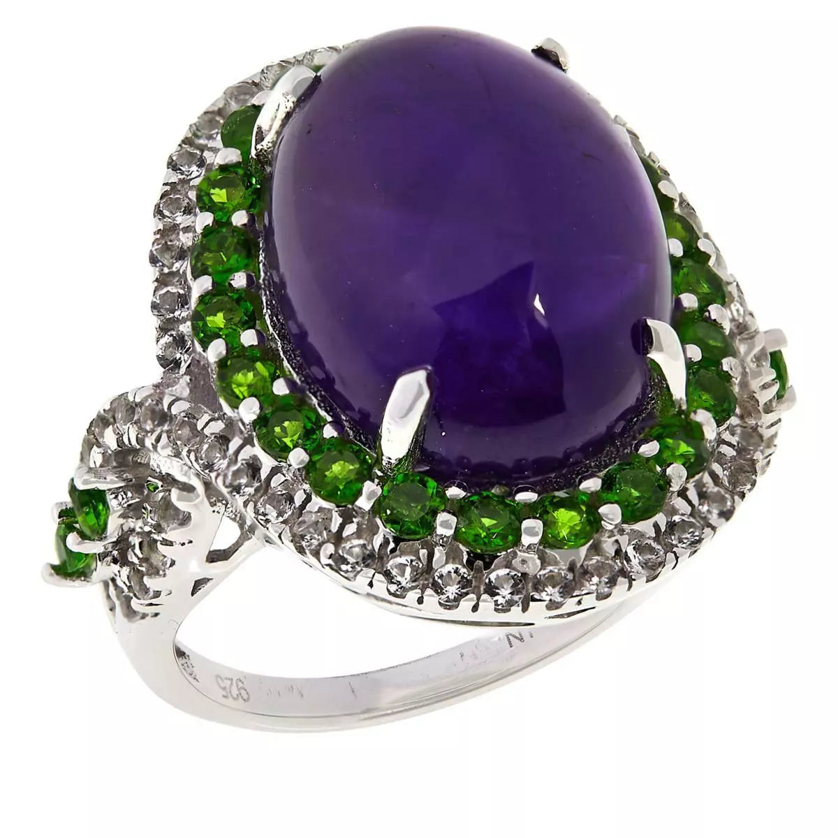 Colleen Lopez Sterling Silver Amethyst, Chrome Diopside & White Topaz Ring, Size 5