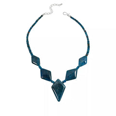 Jay King Sterling Silver Diamond-Shape Blue Apatite Station Necklace. 18"