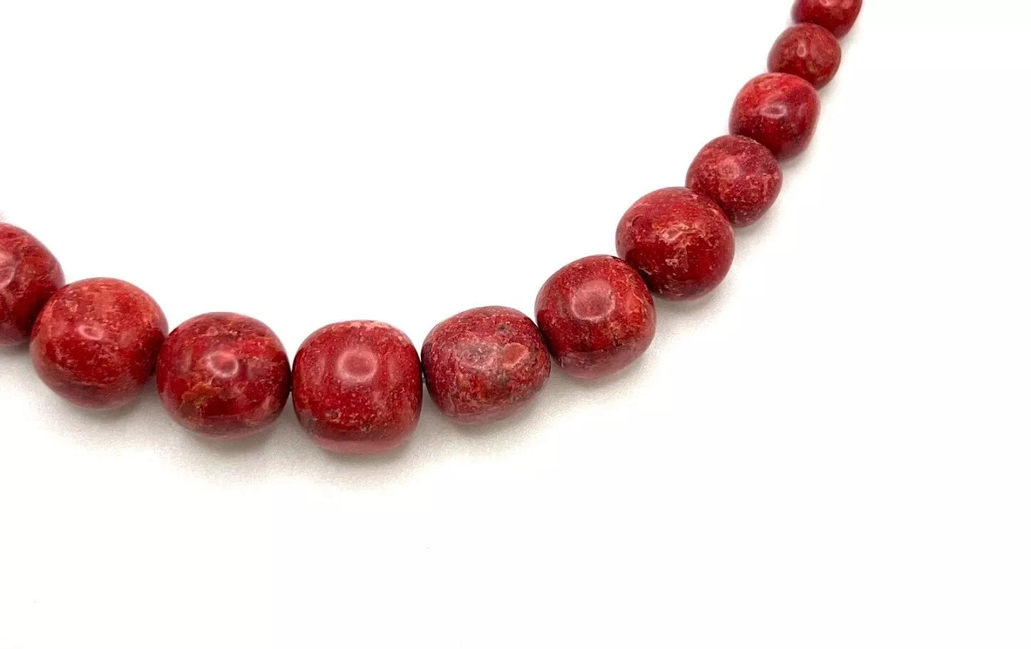 Jay King Sterling Silver Graduated Red Coral Beaded Gemstone Necklace 18"