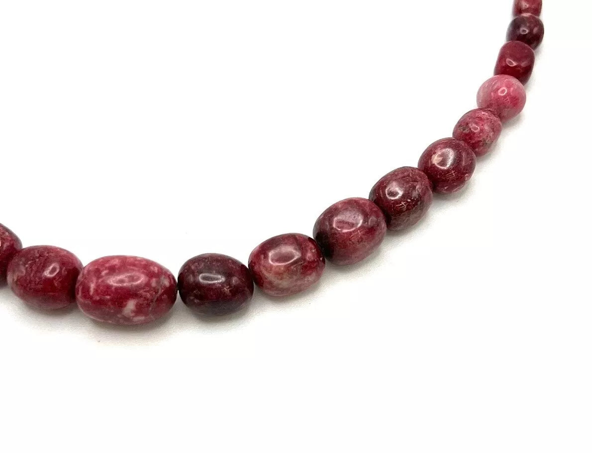 Jay King Sterling Silver Rhodonite Beaded Graduated Gemstone Necklace. 18-1/2"