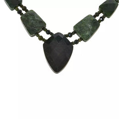 Jay King Dark Green Nephrite Jade Sterling Silver Beaded Necklace 18"