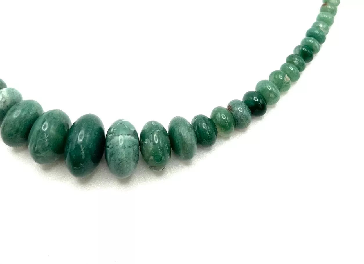 Jay King Sterling Silver Green Agate Graduated Faceted Bead Necklace. 18"