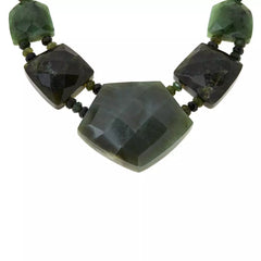 Jay King Sterling Silver Dark Green Nephrite Jade Necklace 16"