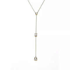 Herkimer Mines Sterling Silver Goldclad "Diamond" Quartz MultiCut Y-Necklace. 18"