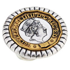 Patricia Nash Two-tone World Coin Pound Ring. Size 7