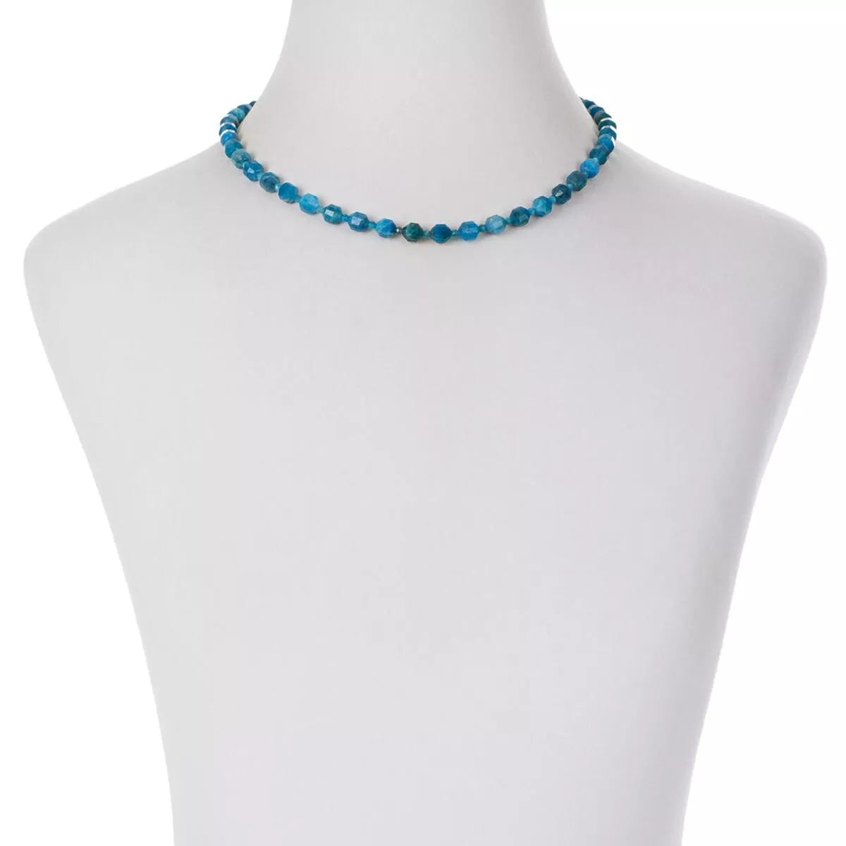 Jay King Sterling Silver Faceted Blue Apatite Beaded Station Necklace. 17-1/2"