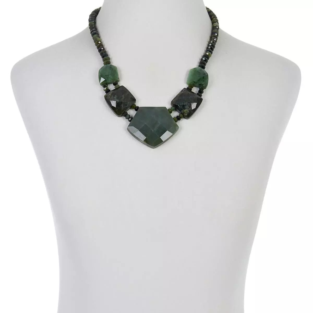 Jay King Sterling Silver Dark Green Nephrite Jade Necklace 16"