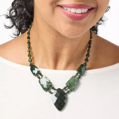 Jay King Dark Green Nephrite Jade Sterling Silver Beaded Necklace 18"