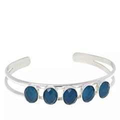 Jay King Sterling Silver Faceted Blue Aquamarine Cuff Bracelet. 6-3/4"