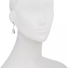 Herkimer Mines Sterling Silver Wrapped "Diamond" Quartz Drop Earrings, 1"