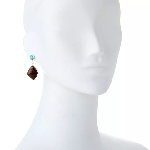 Jay King Sterling Silver Pietersite and Amazonite Earrings