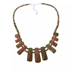 Jay King Sterling Silver Unakite Statement Necklace. 18"