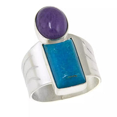 Jay King Sterling Silver Purple Charoite & Turquoise Ring. Size 6