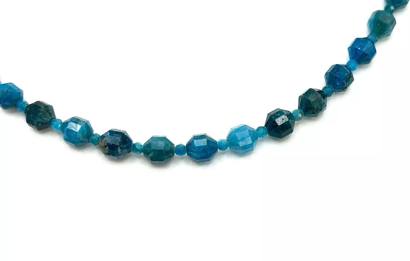 Jay King Sterling Silver Faceted Blue Apatite Beaded Station Necklace. 17-1/2"