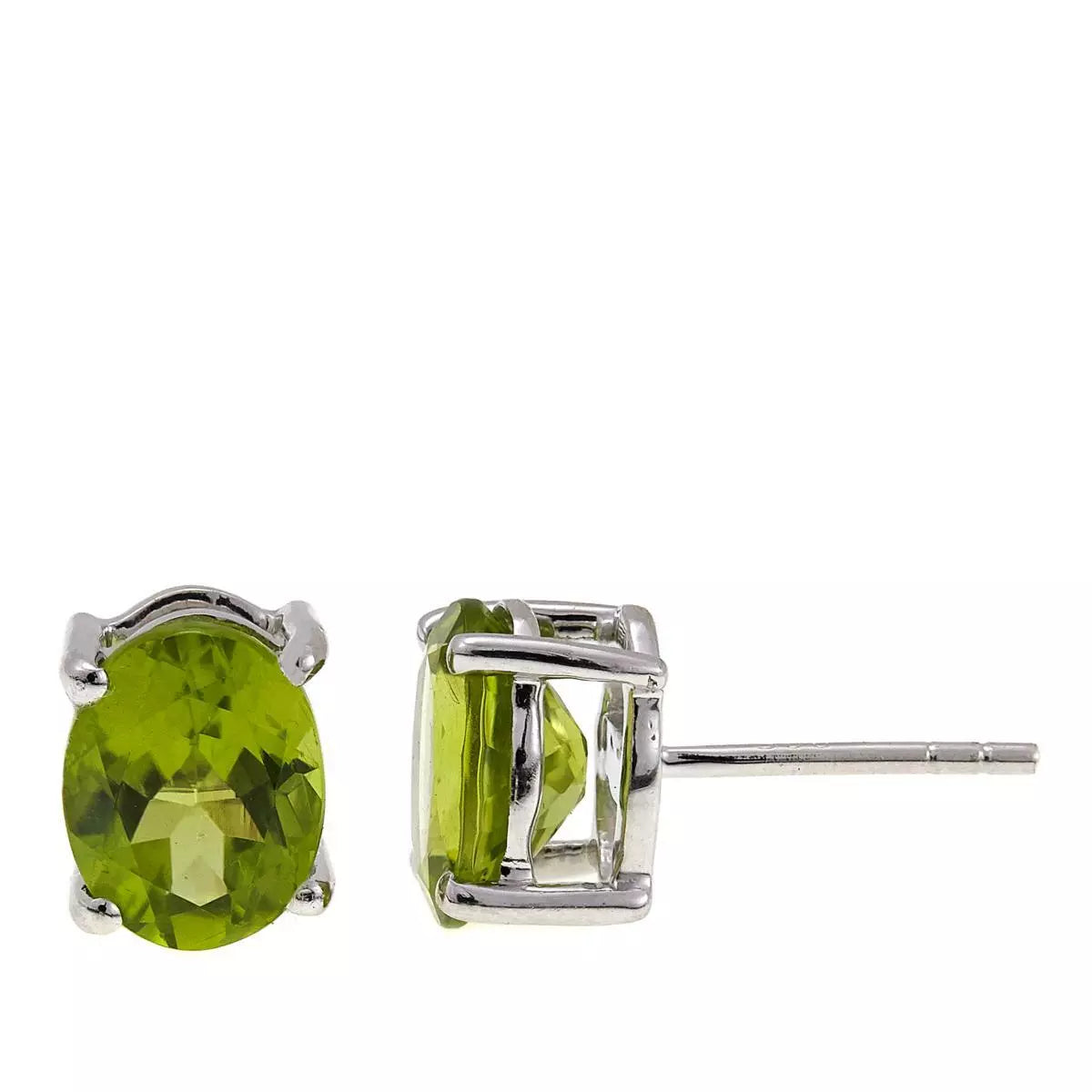 Colleen Lopez Sterling Silver 3ctw Oval Peridot Stud Earrings