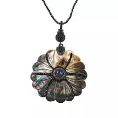 Colleen Lopez Sterling Silver Mother-of-pearl and Gemstone Flower Necklace. 32"