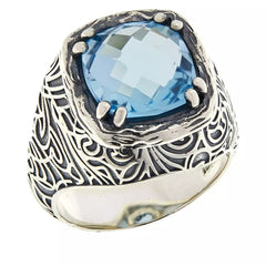 LiPaz Sterling Silver 4.5ctw Blue Topaz Ring, Size 8