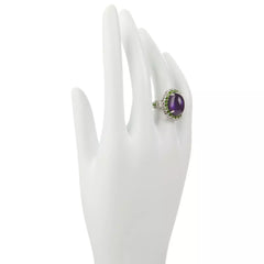 Colleen Lopez Sterling Silver Amethyst, Chrome Diopside & White Topaz Ring, Size 5