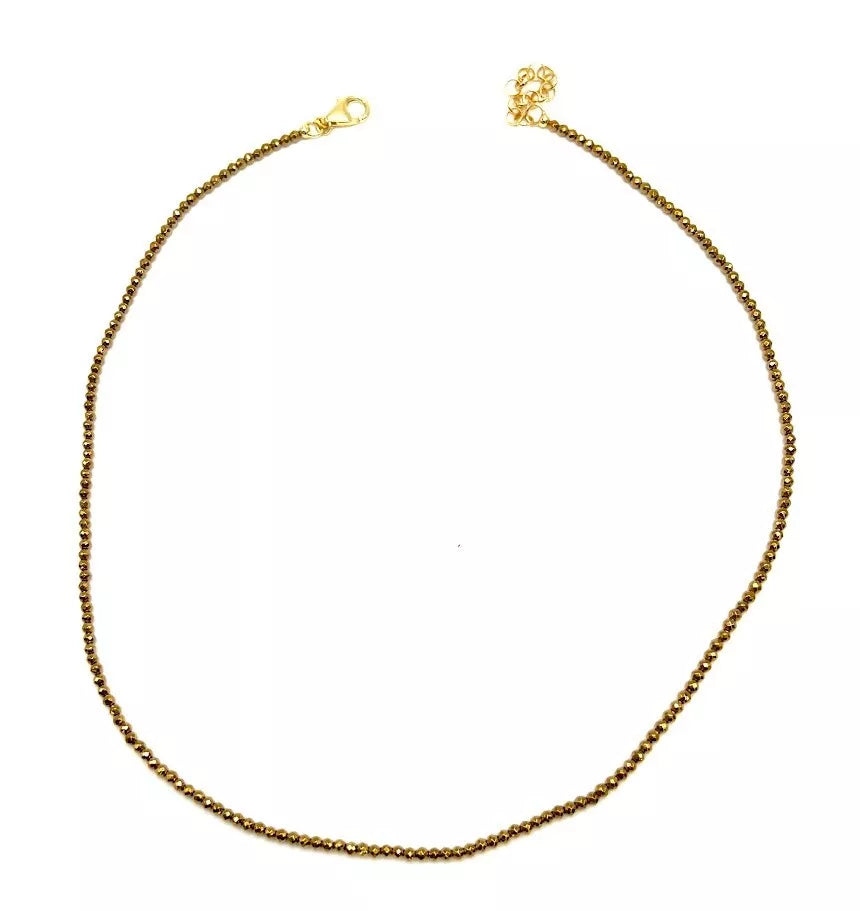 Bellezza Goldtone Bronze Diamond-Cut Beaded Necklace, 22"