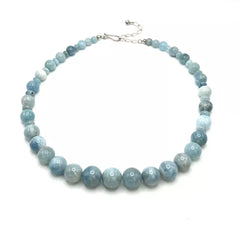 Jay King Sterling Silver Blue Aquamarine Beaded Graduated Gemstone Necklace 20"