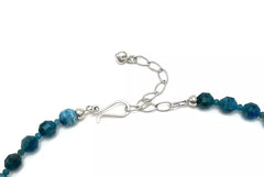 Jay King Sterling Silver Faceted Blue Apatite Beaded Station Necklace. 17-1/2"