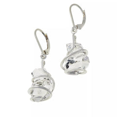 Herkimer Mines Sterling Silver Wrapped "Diamond" Quartz Drop Earrings, 1"