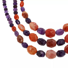 Jay King Sterling Silver Orange Chalcedony & Amethyst Bead Necklace. 18"